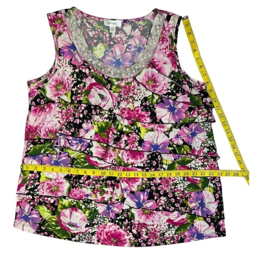 Dress Barn Cascade Ruffle Embellished Sleeveless Top Pink Purple Plus 14/16 - Picture 4 of 16
